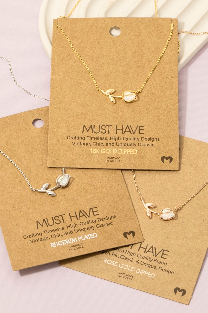 Gold Dipped Dainty Tulip Pendant Necklace