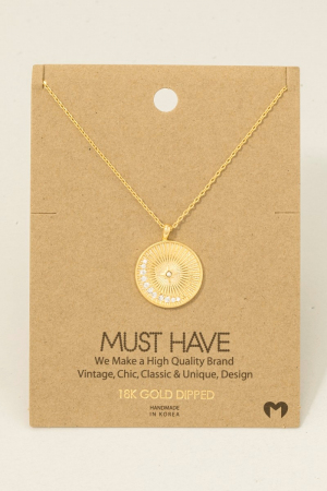 Gold Dipped Round Shining Star Pendant Necklace