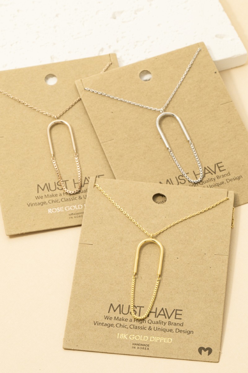 Dainty Oval Ring Chain Charm Necklace