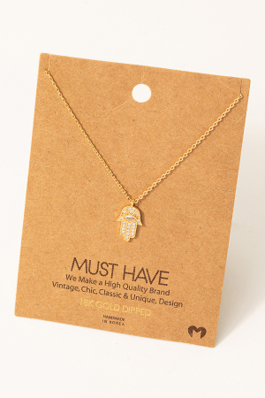 Dainty Pave Hamsa Pendant Necklace