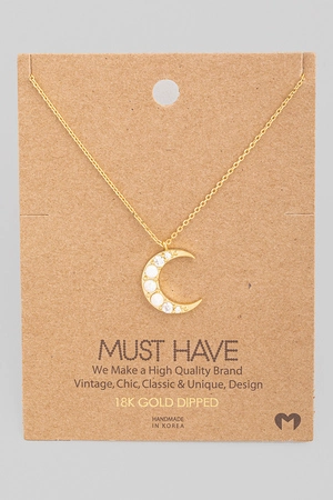Opal Crescent Moon Pendant Necklace