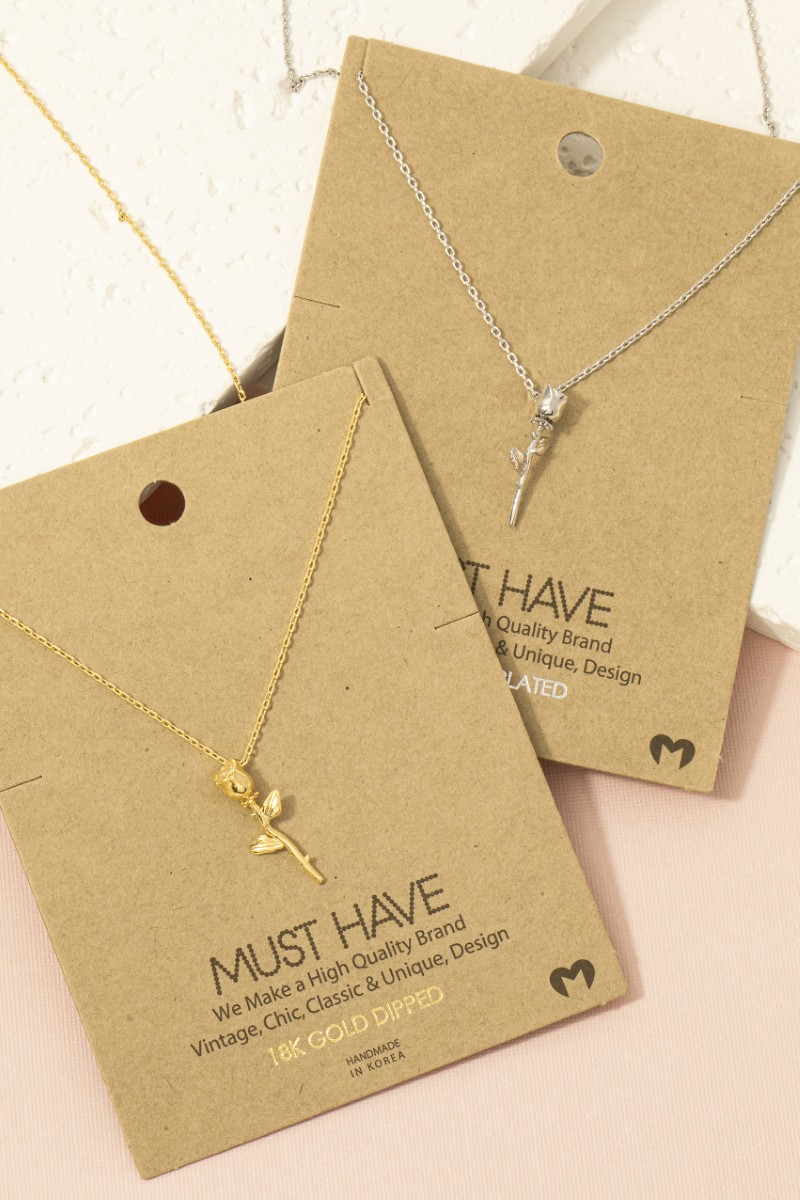 Gold Dipped Rose Pendant Necklace