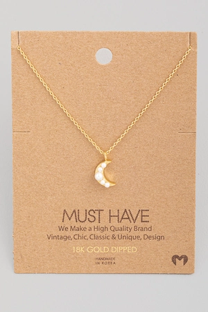 Crescent Moon Pearl Pendant Necklace