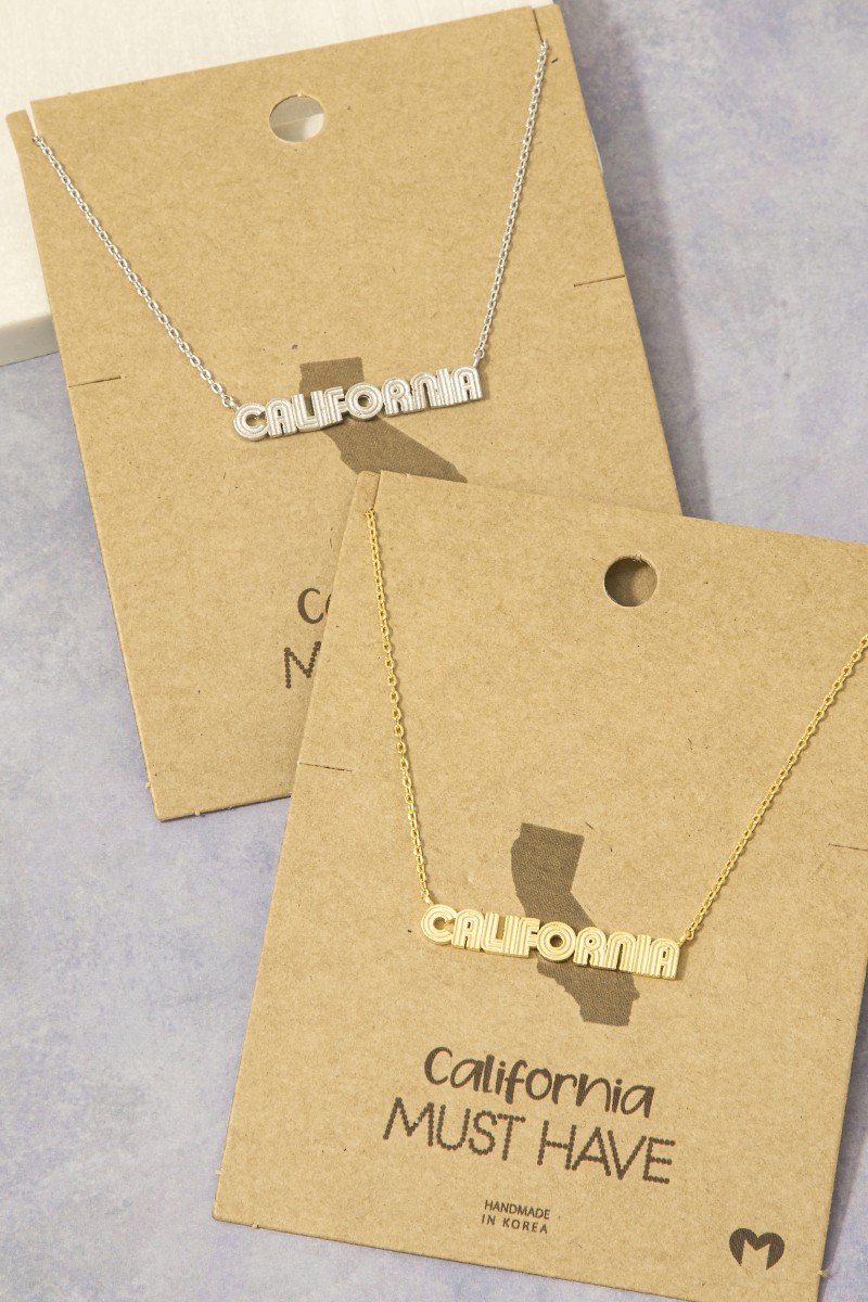 Gold Dipped California Print Pendant Necklace