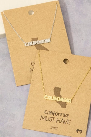 Gold Dipped California Print Pendant Necklace