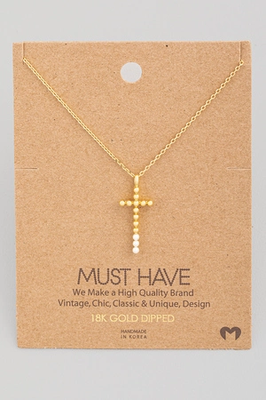 Beaded Cross Pendant Necklace
