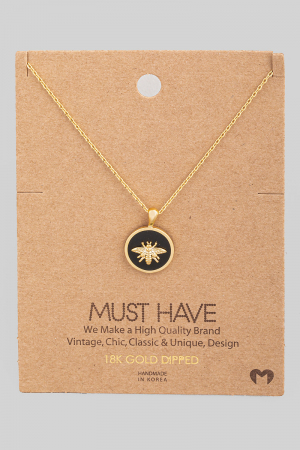 Bee Disc Pendant Necklace