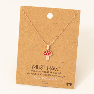 Mini Red Mushroom Pendant Dainty Necklace
