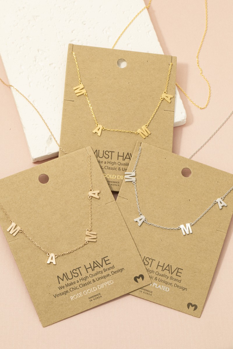 Gold Dipped Mama Station Charm Necklace