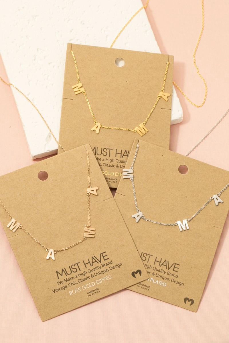 Gold Dipped Mama Station Charm Necklace