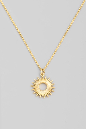 Round Circle Sun Burst Pendant Necklace