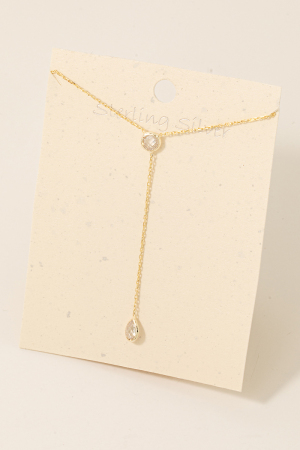 Sterling Silver Teardrop Y Necklace