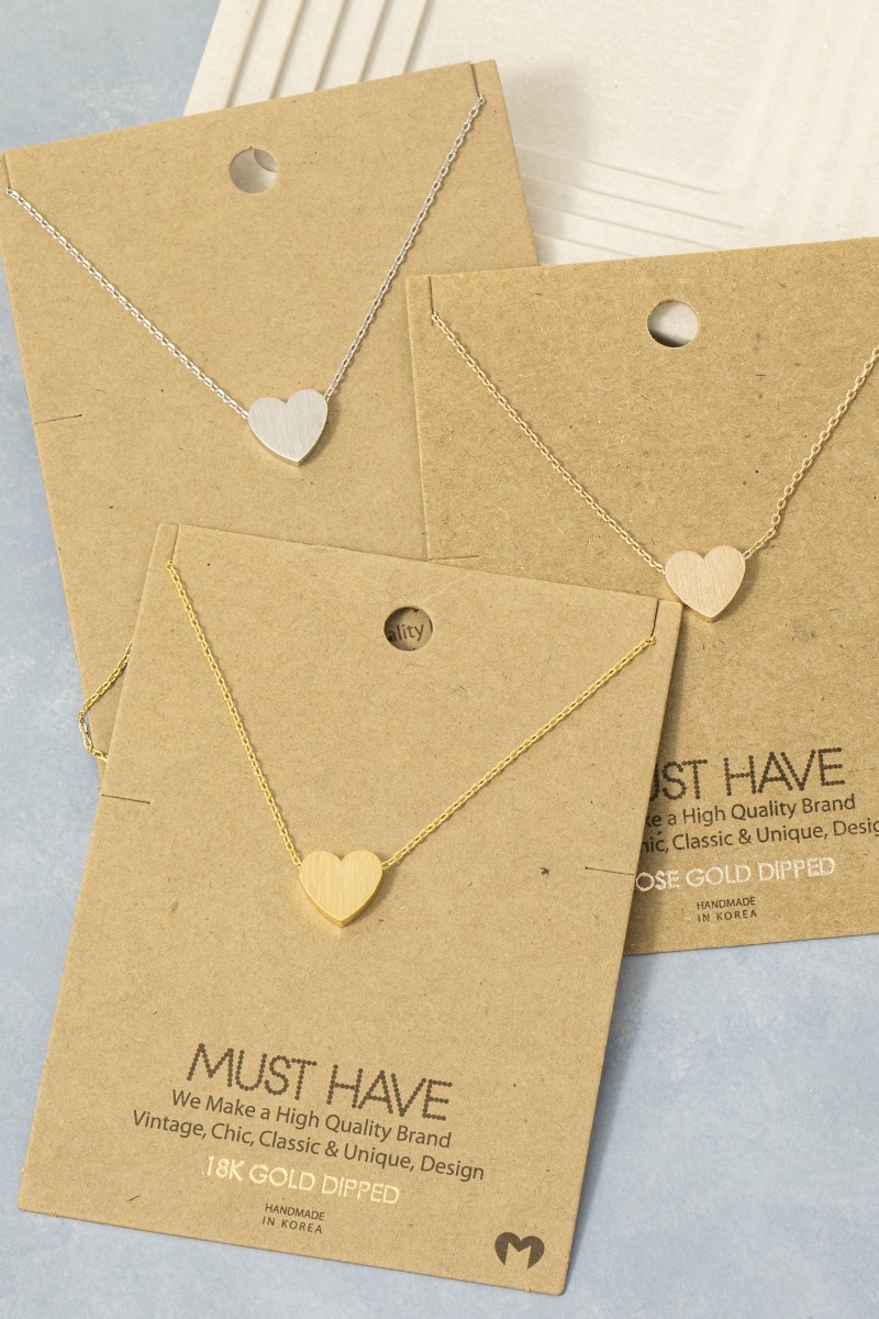 Brushed Heart Pendant Necklace