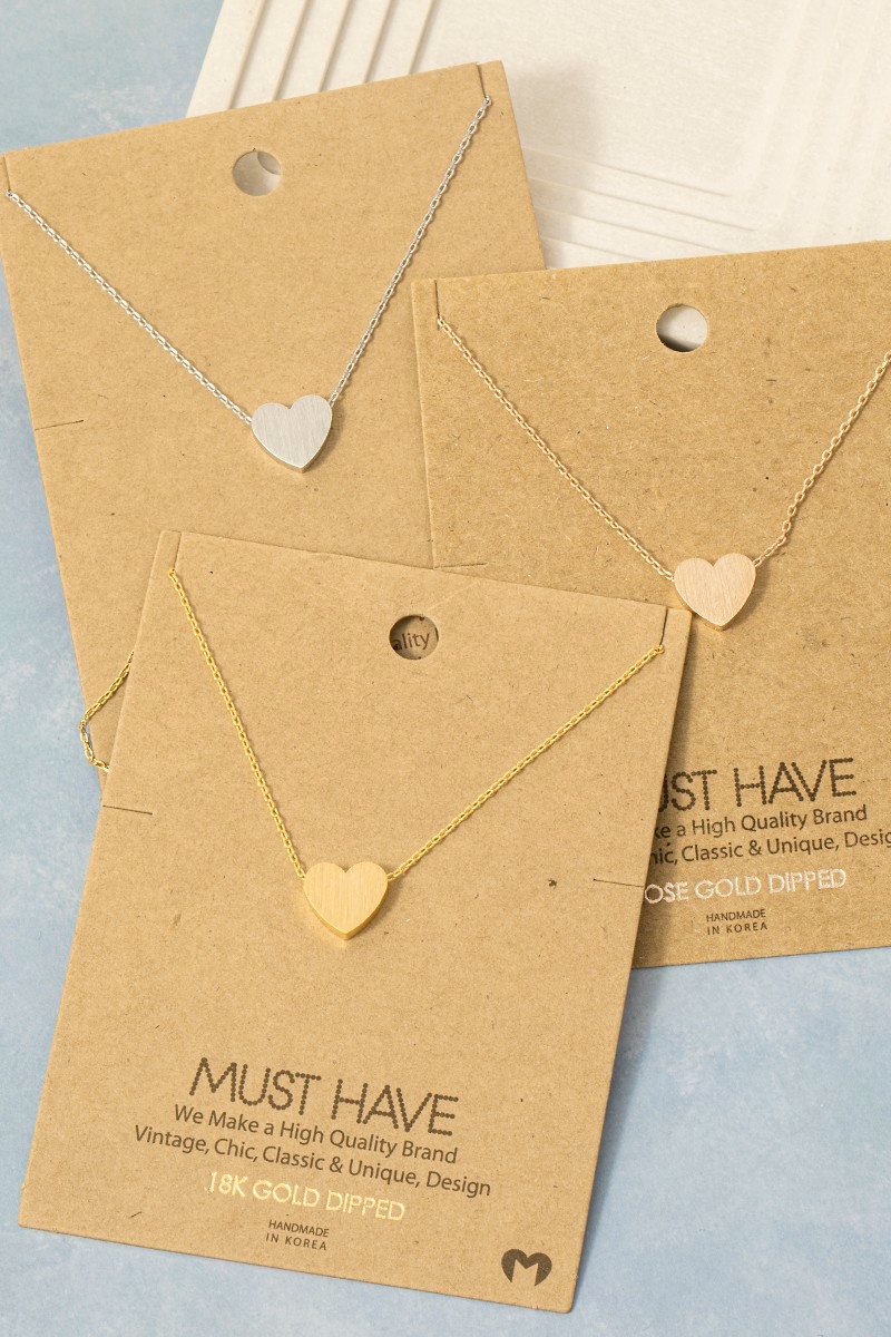 Brushed Heart Pendant Necklace