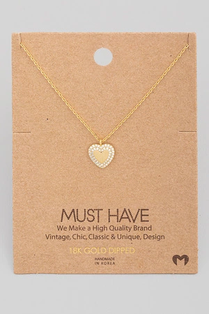 Heart CZ Pave Pendant Necklace