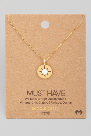 Round Coin Opal Star Pendant Necklace