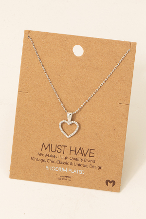 Dainty Pave Heart Cutout Pendant Necklace