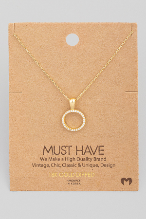 Dainty Pave Circle Cutout Pendant Necklace