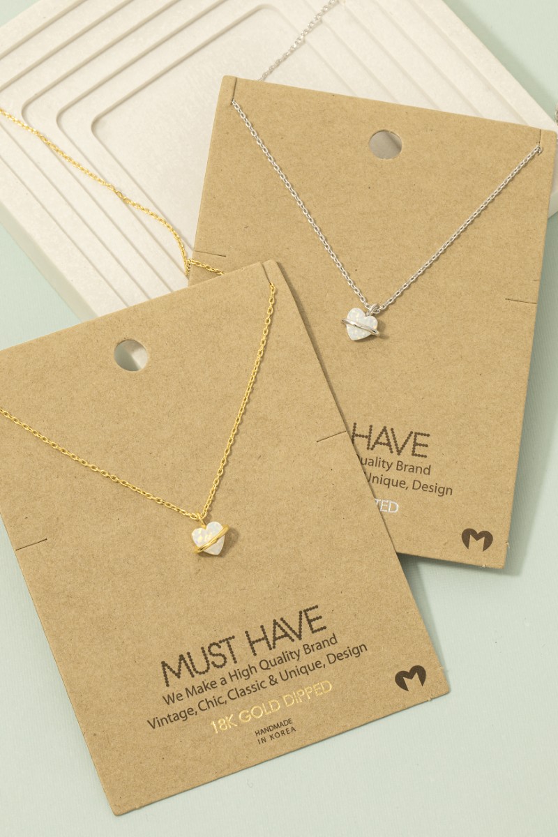 Mini Opal Heart Pendant Necklace