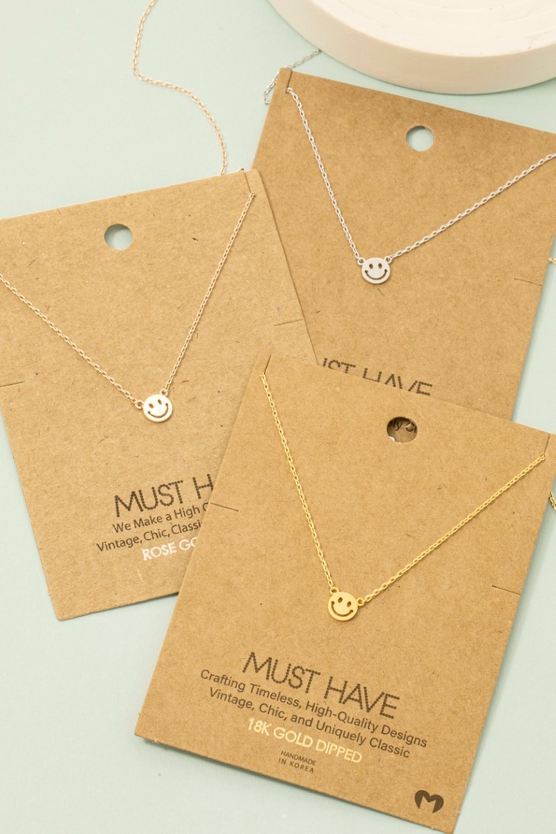 Mini Smiley Face Charm Necklace