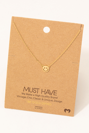 Mini Smiley Face Charm Necklace