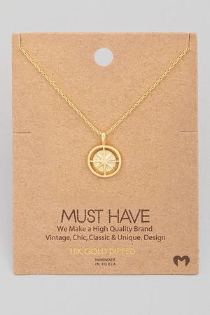 Compass Coin Pendant Necklace