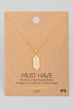 Rhinestone Hexagon Pendant Necklace