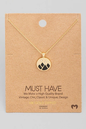 Dainty Mountain Coin Disc Pendant Necklace