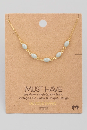 Oval Bead Station Necklace