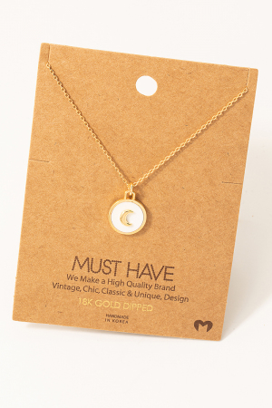 Crescent Moon Coin Pendant Necklace