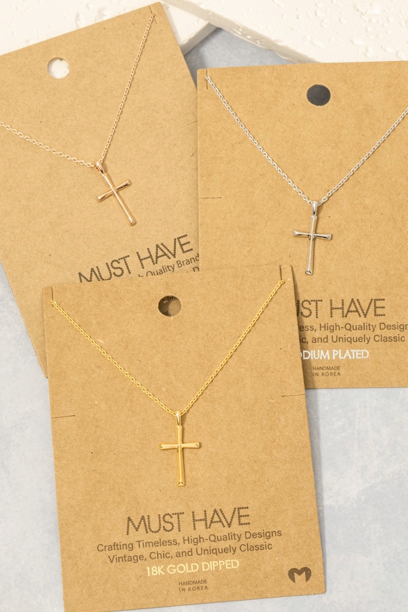 Gold Dipped Dainty Cross Pendant Necklace