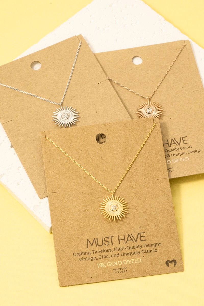 Circle Sun Shine Ray Pendant Necklace