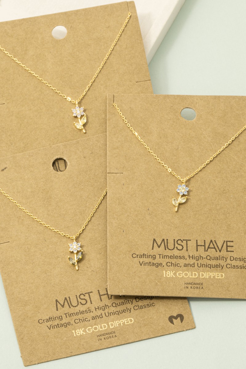 Cz Flower Pendant Necklace