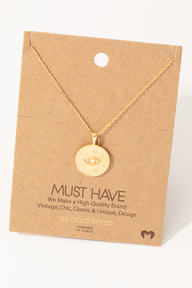 Moon Evil Eye Coin Pendant Necklace