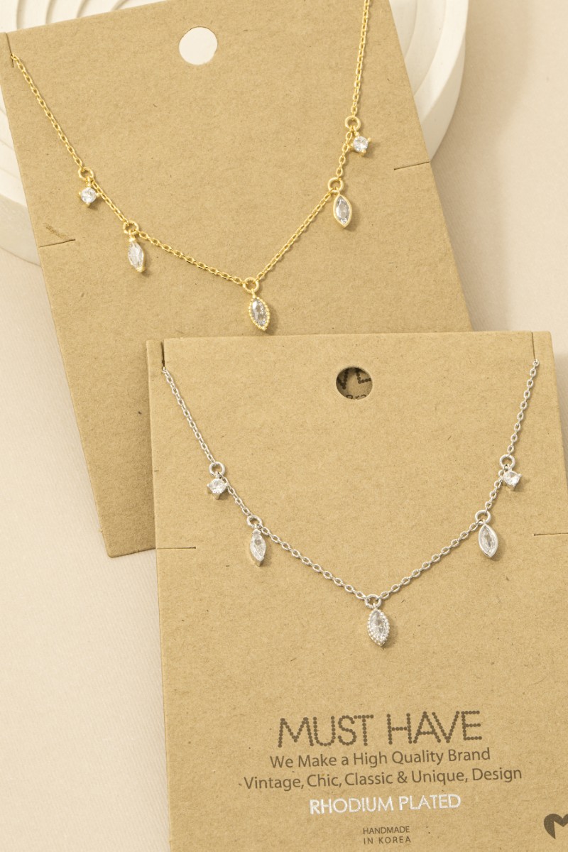Delicate Rhinestone Station Necklace