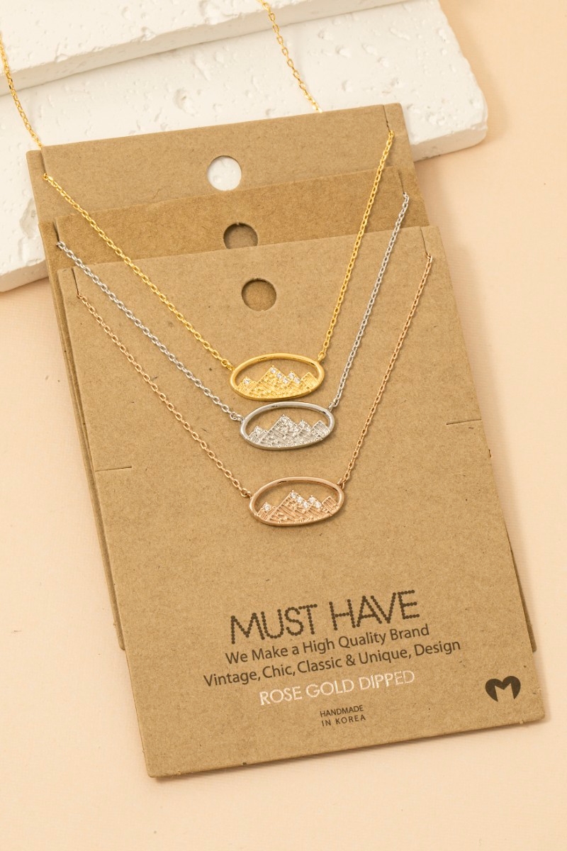 Oval Mountain Range Charm Necklace