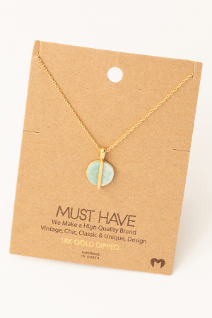 Semi Precious Circle Stone Pendant Necklace