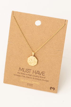 Desert Cactus Octagon Pendant Necklace