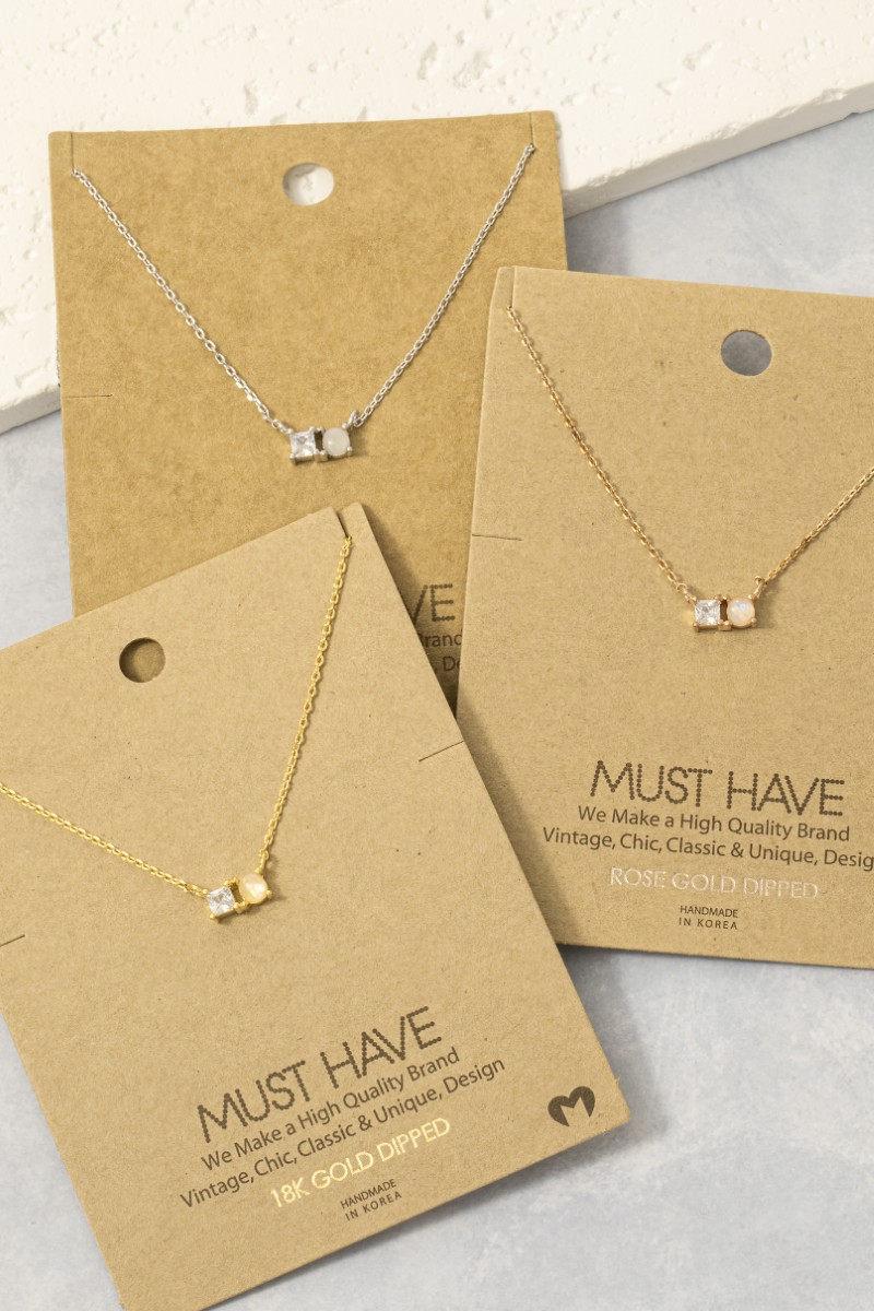 Dainty Moonstone Charm Necklace