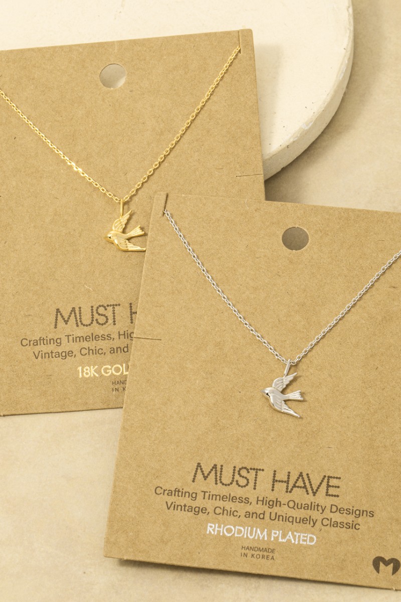 Gold Dipped Flying Bird Pendant Necklace