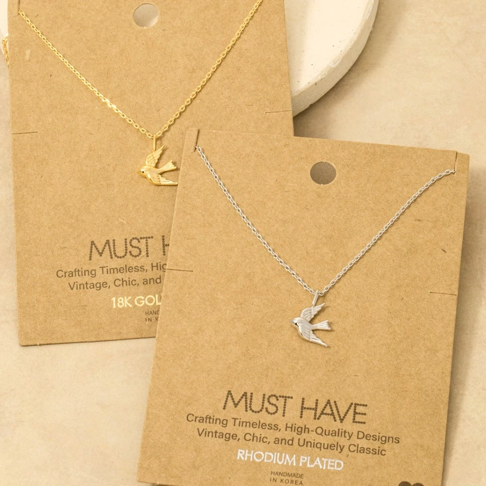 Gold Dipped Flying Bird Pendant Necklace