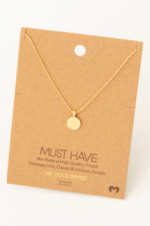 Circle Disc Dog Paw Necklace