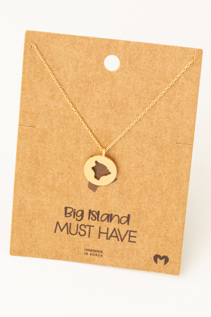 Big Island Of Hawaii Coin Pendant Necklace