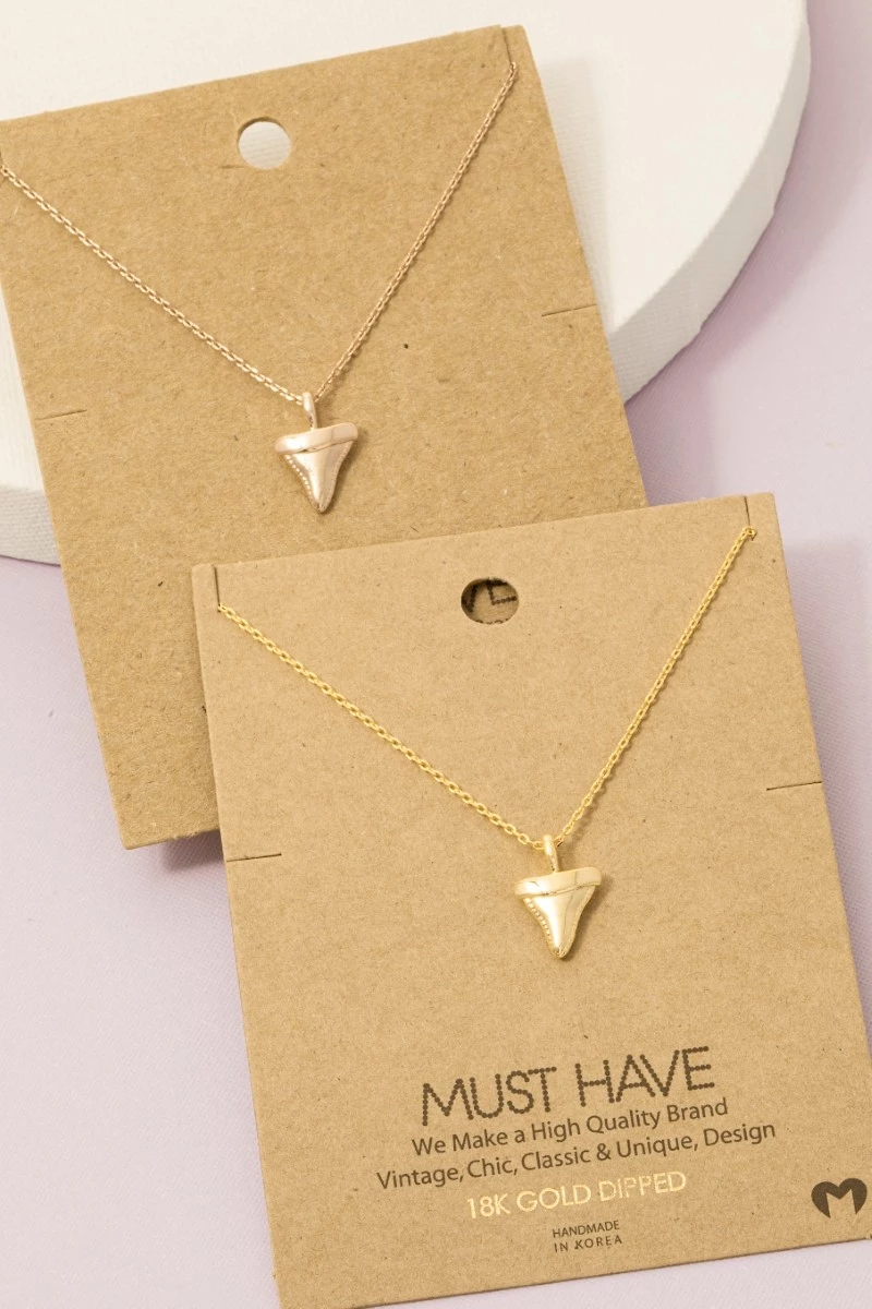 Gold Dipped Shark Tooth Pendant Necklace