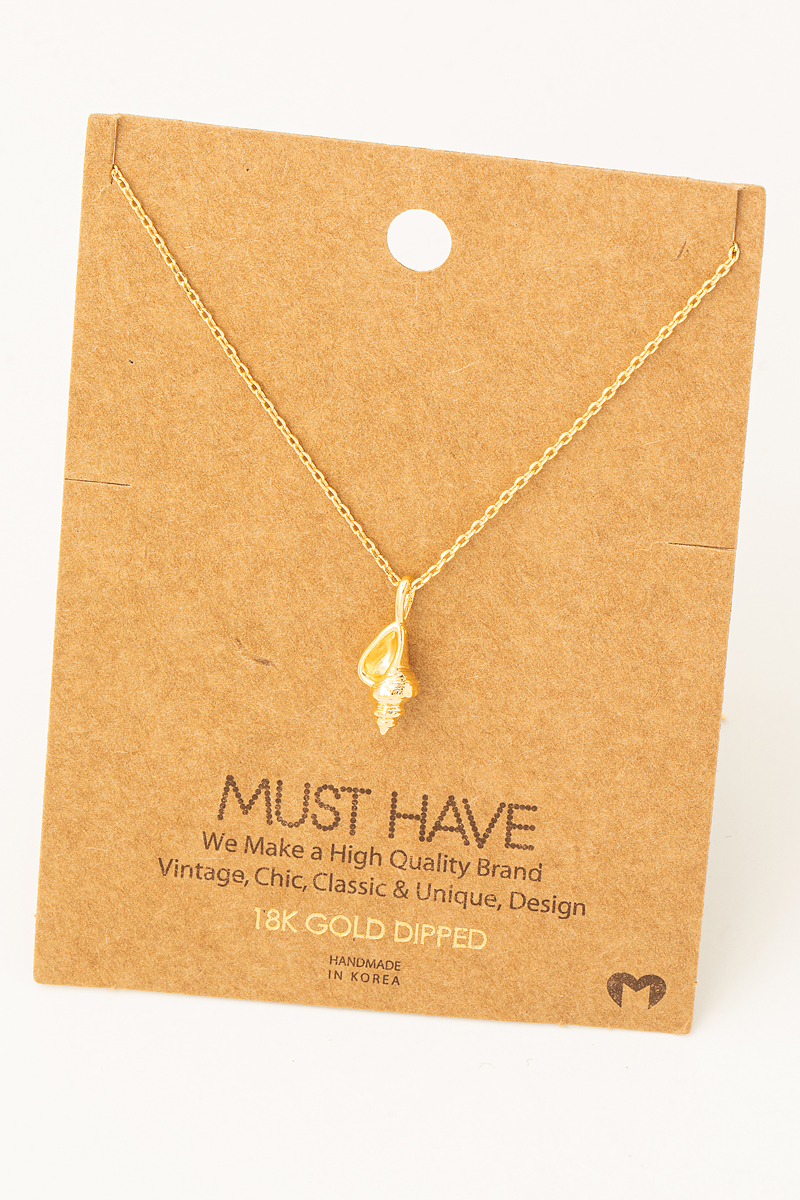 Gold Dipped Seashell Conch Pendant Necklace