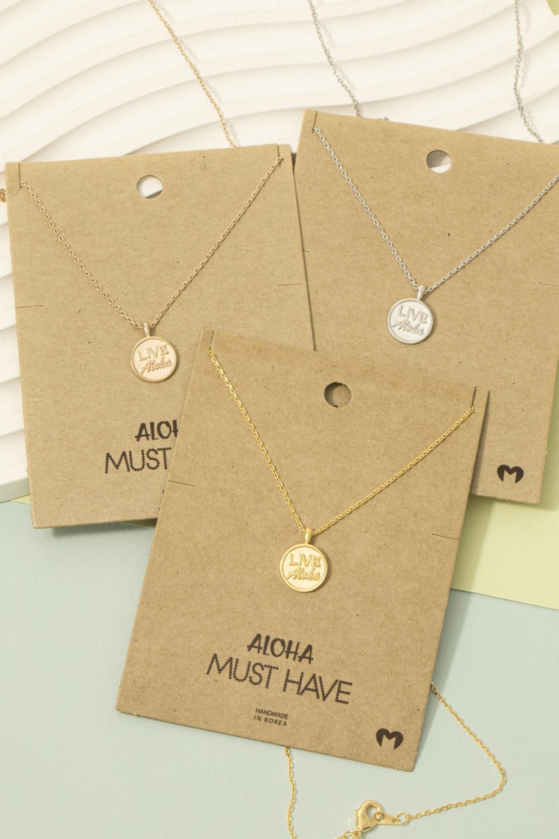 Live Aloha Coin Pendant Necklace