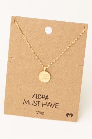 Live Aloha Coin Pendant Necklace