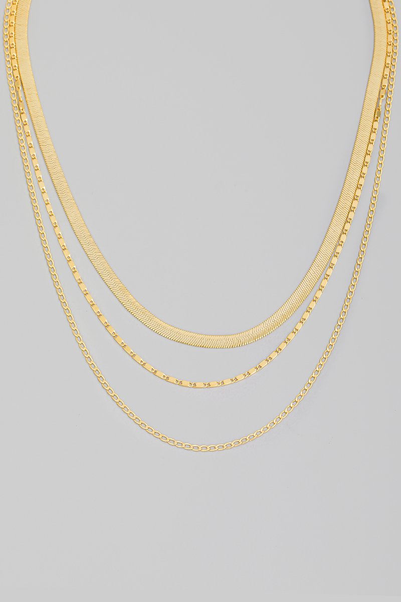 Assorted Layered Triple Chain Link Necklace