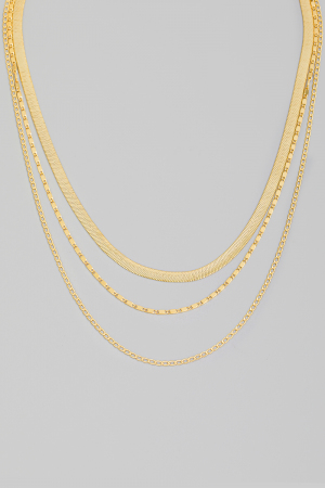 Assorted Layered Triple Chain Link Necklace