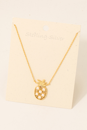 Sterling Silver Beaded Pineapple Necklace